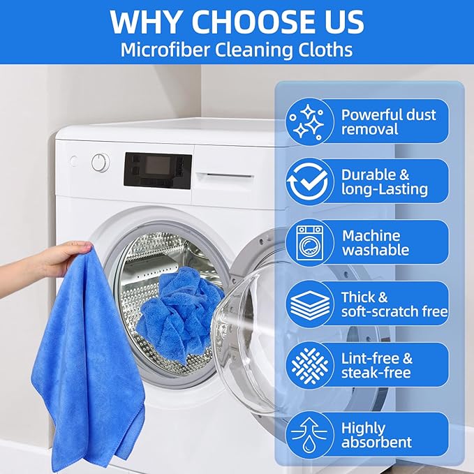 6 Pack Microfiber Cleaning Cloths Extra Large 30" x 20",XL Rags Washable Reusable Streak Free Lint Free Towels for Floor Mop,Glass,Windows,Kitchen,Bathroom,Office & Car Cleaning(Blue)