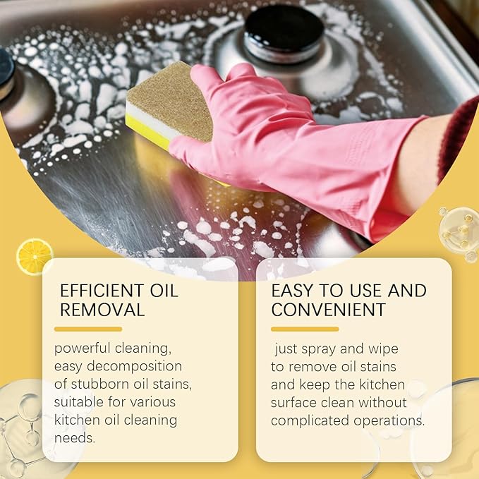 2025 New Greasy Dirt Clean Spray, Multifunctional Powerful Kitchen Foam Cleaner, Fast Foaming and Stain Removing, Heavy Oil Stain Cleaner Kitchen for Oven, Stove, Range Hood (3pcs)
