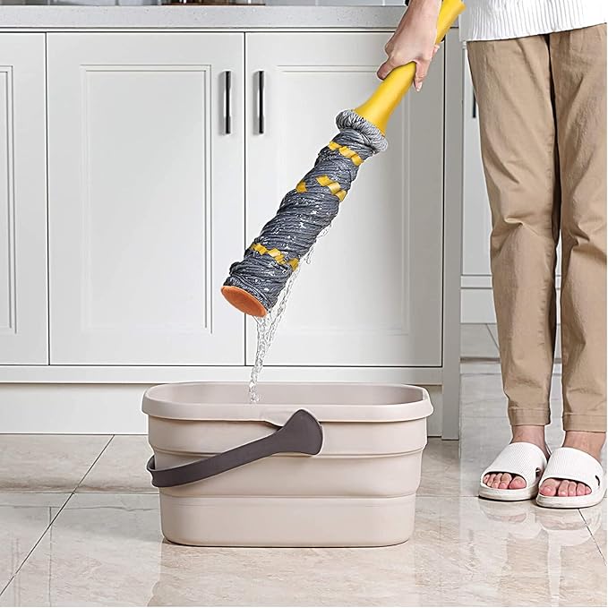 Self Wringing Twist Mop, Wet Mop for Floor Cleaning with 57 " Long Handle, Heavy Duty Floor Mop for Hardwood Vinyl Tile Marble Laminate Home Office Kitchen, Gray