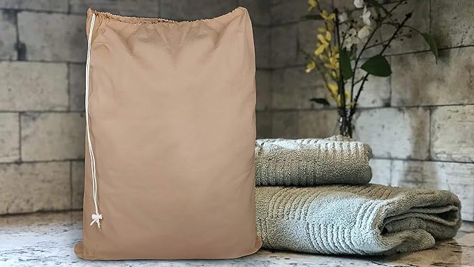 Urban Villa Laundry Bag Canvas|Dirty Clothes Travel Laundry Bag|Machine Washable|Reusable College Hostel Hamper Liner Bag for Garments Delicates Drawstring Closure 1 Pack Taupe Color|Size 28X36 Inches