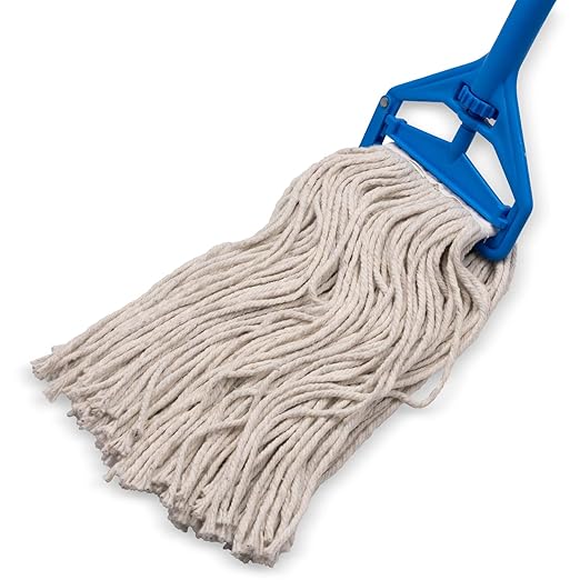 SPARTA Flo-Pac Cotton Mop Head, Cut-End, Narrow Band with White Band for Organized Cleaning, 32 Inches, Tan, (Pack of 12)