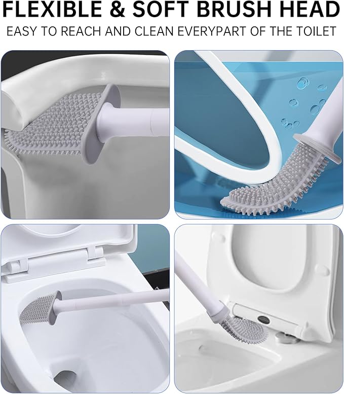 RV Toilet Bowl Brush, Toilet Brush Silicone Won't Damage Toilets, Wall Mounted Toilet Brush-Anti-Roll, Anti-Drip Design, Suitable for RV Travel Trailers and Campers, Made by RVers for RVers