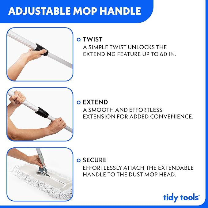 Commercial Dust Mop – 30 Inch Floor Sweeper for Hardwood, Reusable Cotton Mop Head, Extendable Handle, Dry Mop for Floor Cleaning & Janitorial Supplies