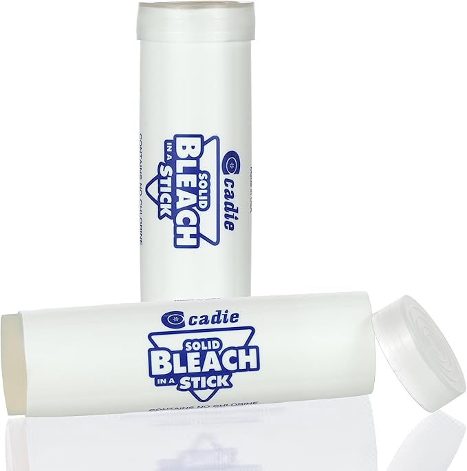 Solid Bleach in a Stick - Concentrated and Natural Stain Remover Solution for White Clothing - Pocket Bleaching Tube for Dirty Spots | Household and Travel Cleaner Essentials | By Cadie 2 Pack