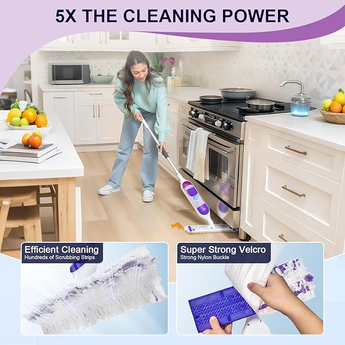42 Count Disposable Power Mop Pads, 5X Cleaning Power Mop Refills for Swiffer Power Mop, Unscented 14-Layer Thickened Wood Mop Refill Pads for Surface Floor Cleaning