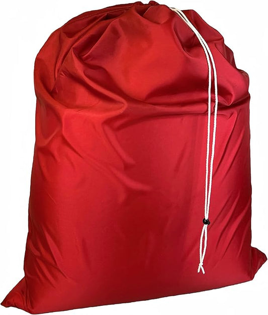 Laundry Bag with Locking Closure Drawstring – Extra Large Heavy Duty 100% Nylon, Large & Foldable Clothes Sack – Lightweight Dirty Laundry Organizer for Travel, Dorm, Gym – L 40" x H 50" (RED)