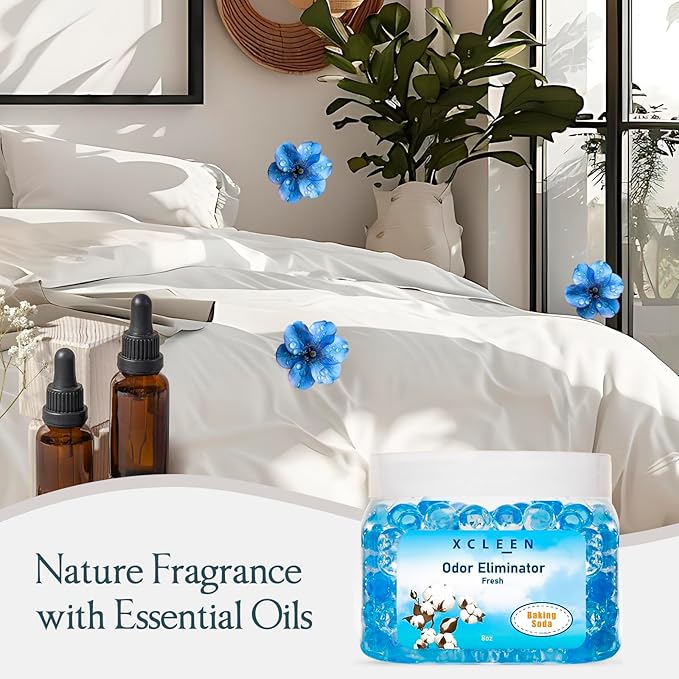 Odor Eliminator Gel Beads 4 Pack 32OZ, Air Freshener with Baking Soda, Long Lasting Odor Absorber for Home Bathroom Car and Pet Odor, Fresh&Lavender Scent