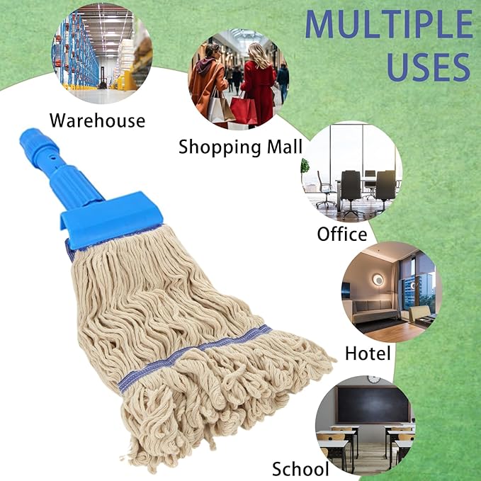 6 Pcs Mop Head Replacement Commercial Heavy Duty Mop Head for Floor Cleaning Wet Industrial White Cotton Loop-End String Wet Mop Head for Home, Industrial Cleaning