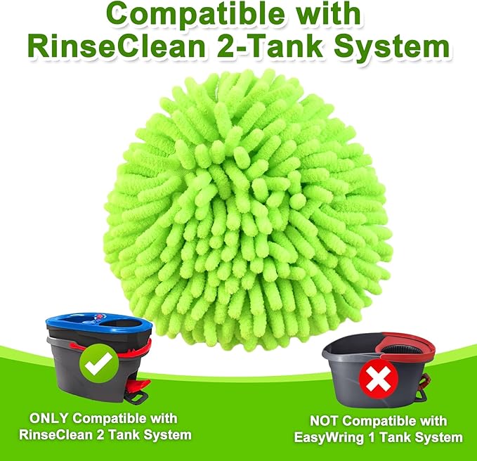 Mop Replace Head for O Cedar, Spin Mop Heads Replacements for Ocedar RinseClean 2 Tank Spin Mop, Chenille Duster for Ocedar Mop Include 3 Pack Microfiber Chenille Mop Pad for Ocedar Spin Mop