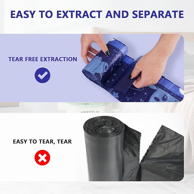 VOK 8 Gallon Trash Bags Drawstring, Medium Trash Bags for Office, Kitchen, Bedroom Trash Cans, Colored Portable Sturdy Garbage Bags 8 Gallon with Cute Cow Printed, 60 Counts