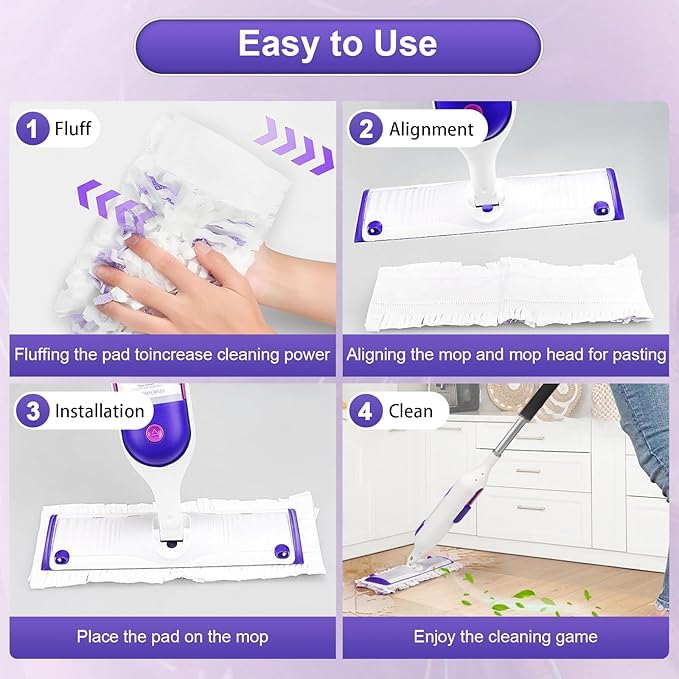 32 Count Disposable for Swiffer Power Mop Pads, 5X Cleaning Power Mop Refills, Replacement Floor Cleaning Refills, Non-Washable & Unscented for Floor Surface Cleaning