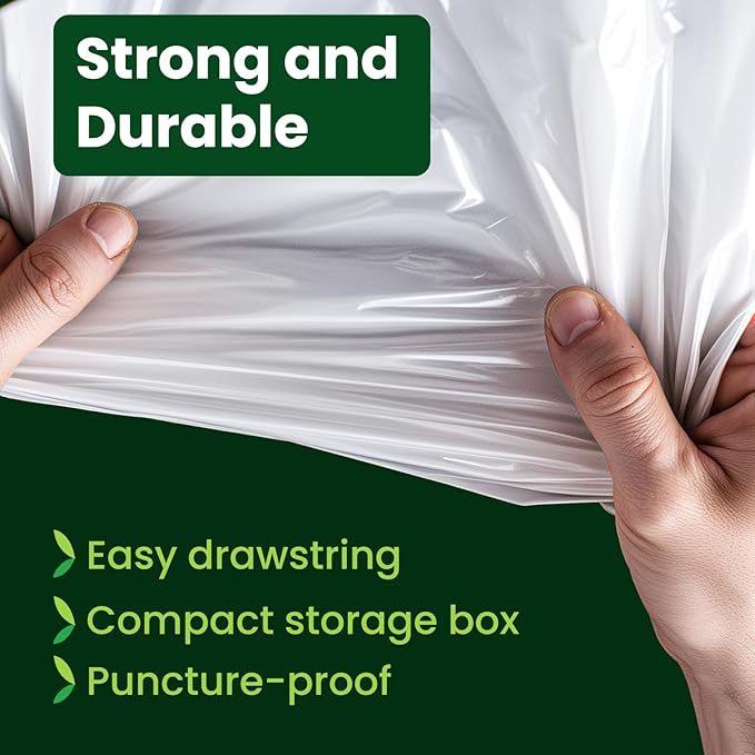 Large Trash Bag 13 Gallon Tall Drawstring 100% Post-Consumer Recycled Garbage Bag Waste Bag for Kitchen Office