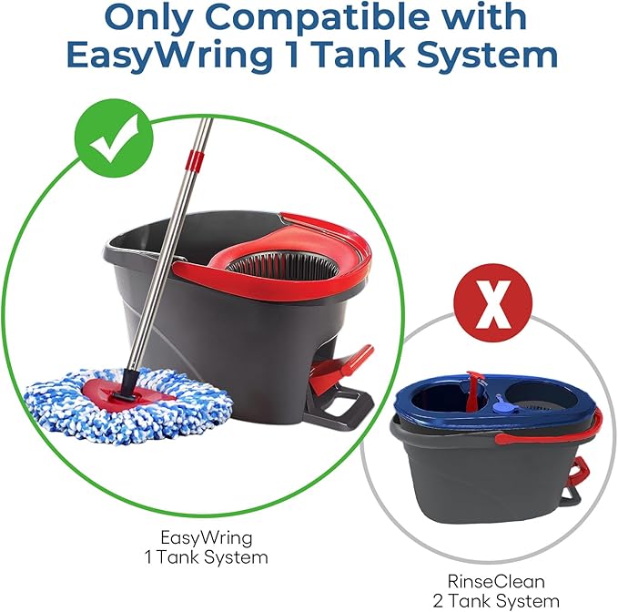 Matthew Spin Mop Replacement Kit - 2 Refill Heads, 30-58in Handle & Base Combo Set (Blue, 1-Tank System)