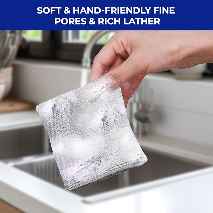 12PCS Non-Scratch Multipurpose Steel Wire Dishcloths - Reusable Quick-Dry Odor-Free Scrub Cloths for Dishes, Kitchen Cleaning Cloths for Cookware, Sinks, Stove Tops(9.84X9.84)