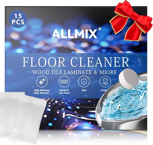 ALLMIX Hard Floor Cleaner, Floor Cleaning Tablets for Mopping, Eco-Friendly Gentle & Deep Cleaning Solution for All Hard Floors, Perfect for Mop Buckets - Lemon Scent (15Pcs - Individually Packaged)