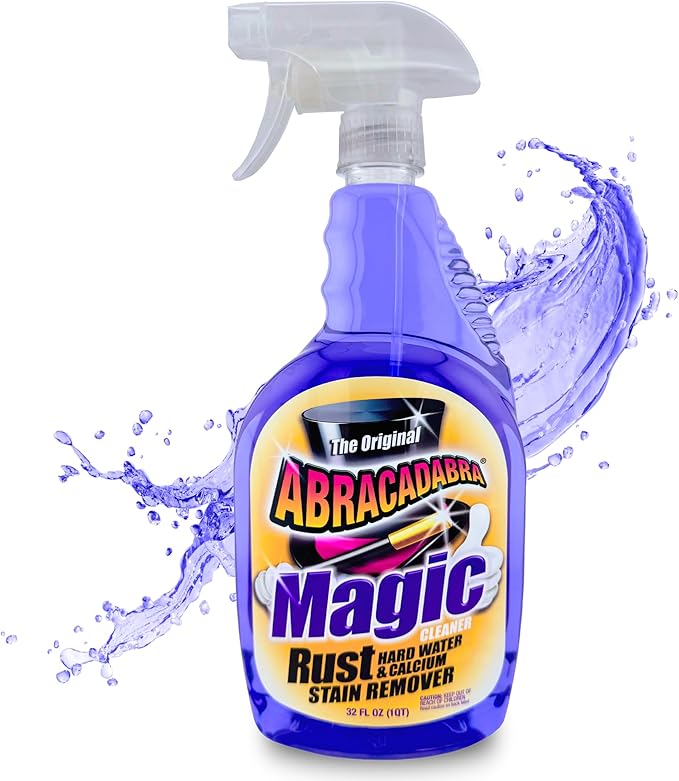Abracadabra® Magic Rust Remover 32oz – Rust Stain, Hard Water & Calcium Remover for Concrete, Fiberglass, Glass, fabrics, Vinyl, Metals, Carpet & More – Fast & Powerful Cleaning for Home & Outdoor Use