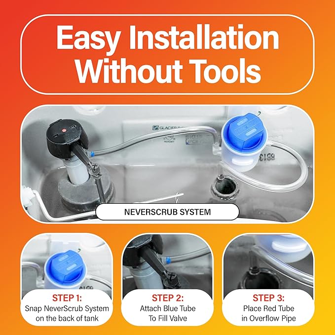 Self Cleaning Toilet System Replacement Cartridge, 1.65 oz, Lasts Up to 3-5 Months Continuous Toilet Bowl Cleaning - 6 Pack