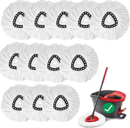 12 PCS Spin Mop Replacement Head,100% Microfiber Mop Refills Head Compatible with Cedar Mop Replace, 360 Degree Micro Spinning Mop Replace Head for Easy House Cleaning Floor Mopping