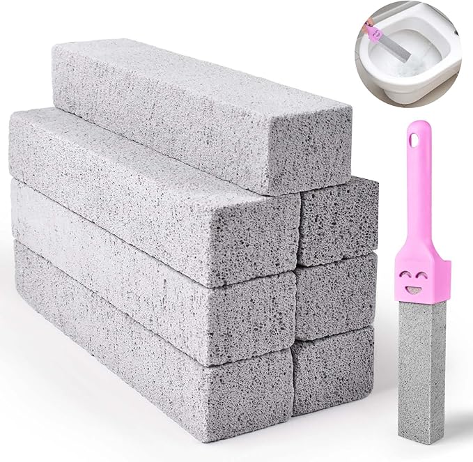 CONLI 8 Pack Pumice Stone Toilet Bowl Cleaner, Toilet Pumice Stone with Handle Remove Toilet Bowl Hard Water Rings Suitable for Cleaning Toilet Bathroom Kitchen Sink Grill