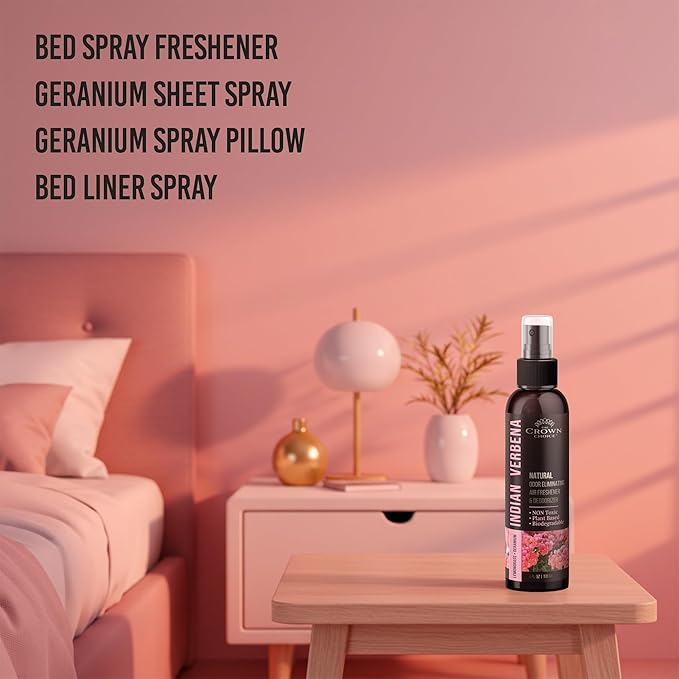 Natural Air Freshener Spray—Geranium & Lemongrass Odor Eliminator—Non-Toxic Essential Oil Deodorizer Spray for Home,Toilet,Room,Lounge,Laundry,Cabinet,Fabric;Safe for Kids & Pets—2PK- 4Oz each