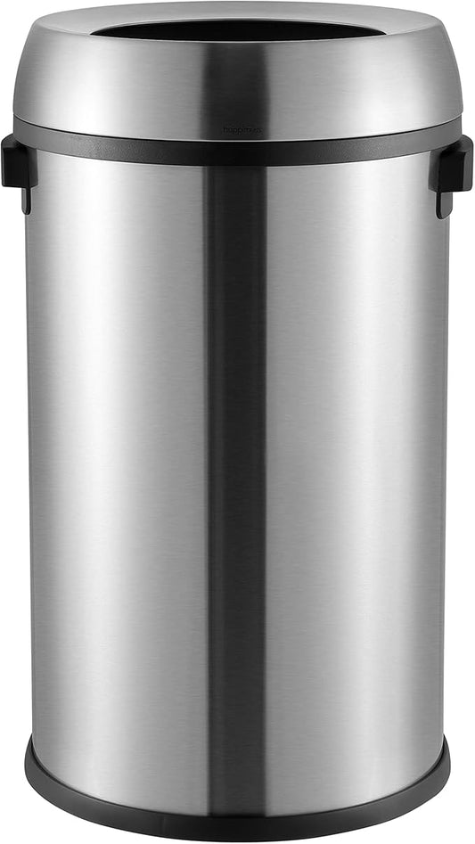 happimess HPM1015A Chuck Kitchen/Office 17.2-Gallon Open-Top Trash Can, Modern, Minimalistic, Fingerprint Proof for Home, Kitchen, Laundry Room, Office, Bedroom, Bathroom, Chrome