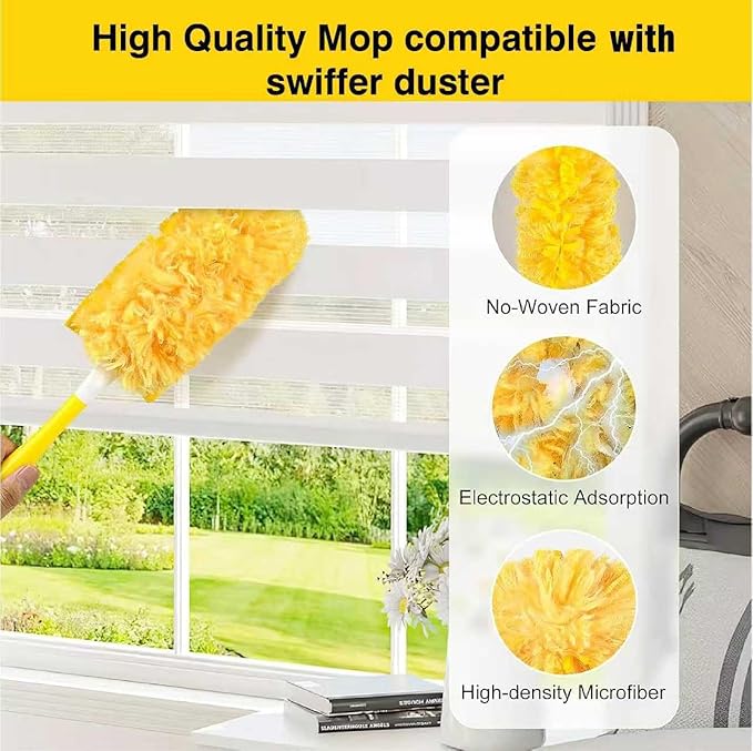 XL 360° Duster Refills | Compatible with Swiffer Duster | 60Count + 1 Handle | Electrostatic Lock-Dust Technology | Heavy Duty Disposable Duster for Furniture, Blinds, Lamps, Allergen Cleaning