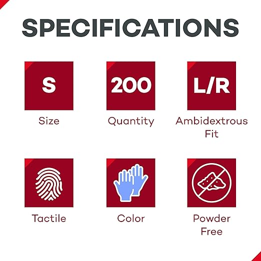 Dealmed Medical Exam Gloves – 200 Count Small Nitrile Gloves, Disposable Non-Irritating Latex Free, Multi-Purpose Use for a First Aid Kit and Medical Facilities