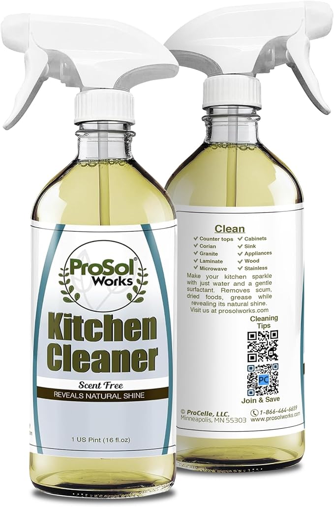 Kitchen Cleaner 16 oz - Daily Cleaning Spray for Countertops, Sink, Cabinets, Appliances, & Stainless Steel Cleaner Revealing Natural Shine & Refreshing Scent - Safe on All Surface