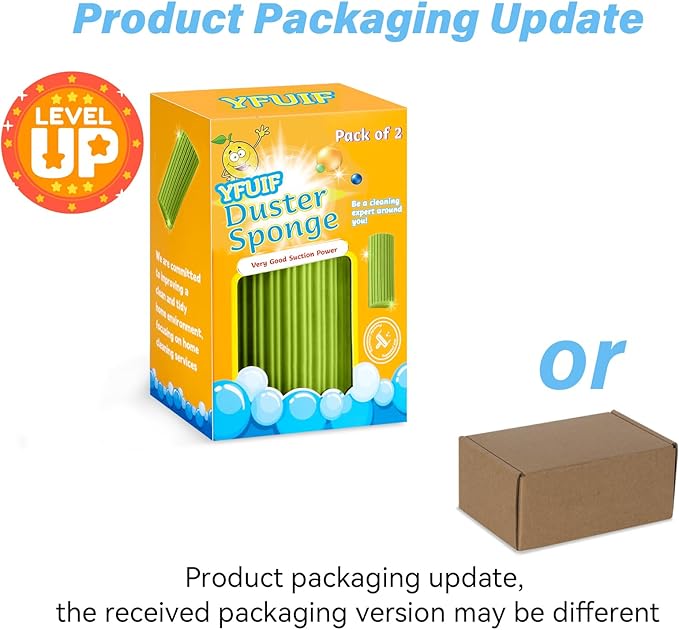 2-Pack Damp Clean Duster Sponge, Magic Sponge Eraser Baseboard Cleaner Tool, Dusters for Cleaning Blinds, Glass, Vents, Railings, Mirrors,Window Track Grooves and Faucets