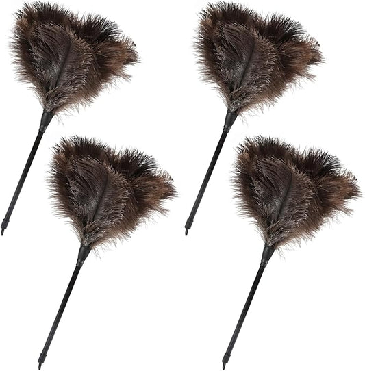 Ostrich Feather Duster-14.9 Inch Mini Natural Feathers Dusters with Plastic Handle Reusable Handheld for Cleaning Supplies Home Car Office(4pcs)