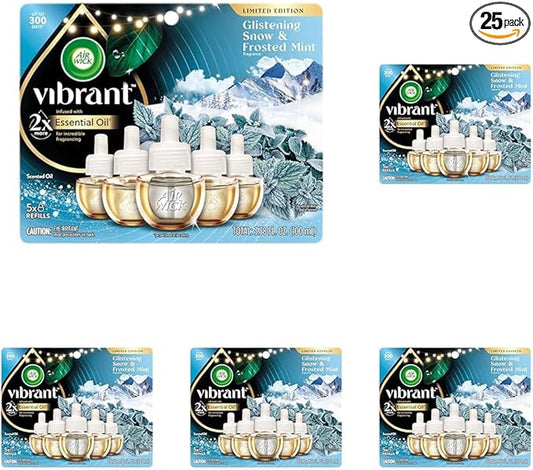 Air Wick Plug In Advanced Scented Oil,Glistening Snow + Frosted Mint,Air Fresheners for Home Long Lasting, Room Freshener, Air Freshener Plug In, House Essentials for Small Spaces + Large Spaces,5 ct