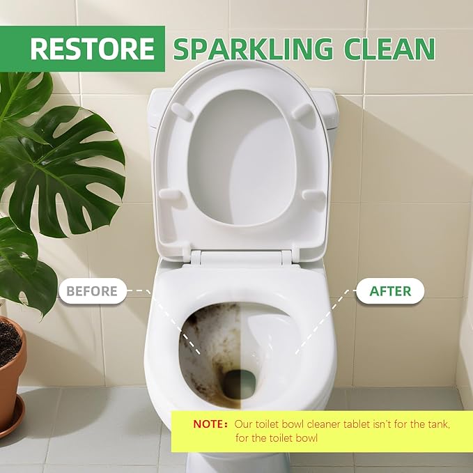 Toilet Bowl Cleaner Tablets 30 Big Pack Fast Dissolve Plastic-free Septic Safe Deodorize Remove Rust Stains, Hard Water Ring Remover, Toilet Cleaning