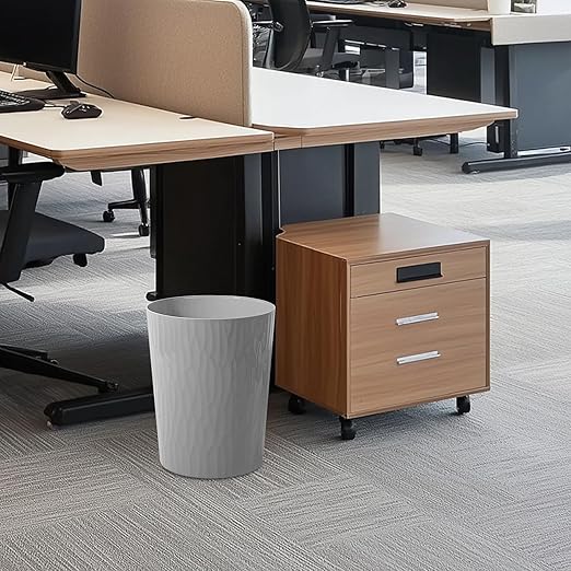 UUJOLY Small Trash Can Wastebasket Garbage Can Container Bins for Bathrooms,Bedroom Room, Kitchens, Offices, Kids Rooms, Dorms, 3 Pack, Grey