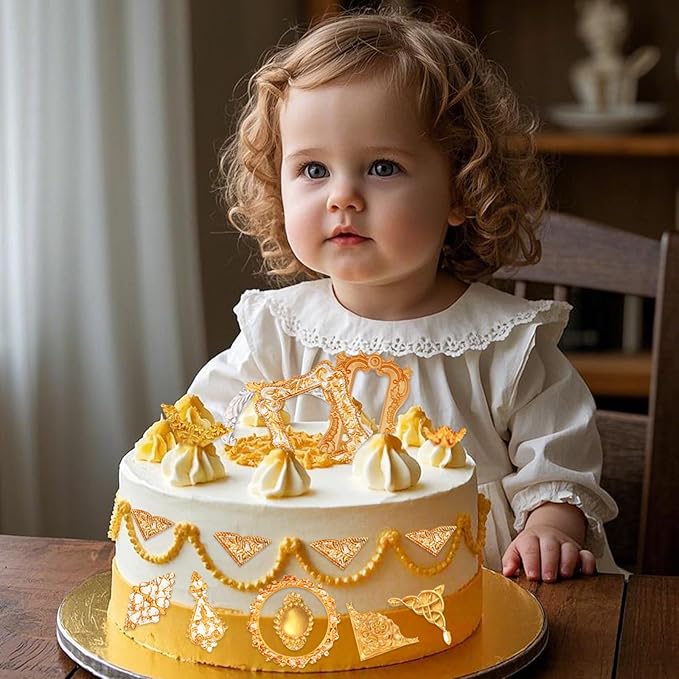 Mini Picture Fondant Silicone Molds Baroque Vintage Photo Frame Silicone Molds for Chocolate Resin Clay Cake Decorating, Set of 5