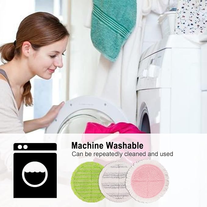 Electric Mop Pads, 6.3in Spin Mop Pads for Most Cordless Electric Spin Mop, Round Mop Replacement Pads for Floor Cleaning(8 Pack)