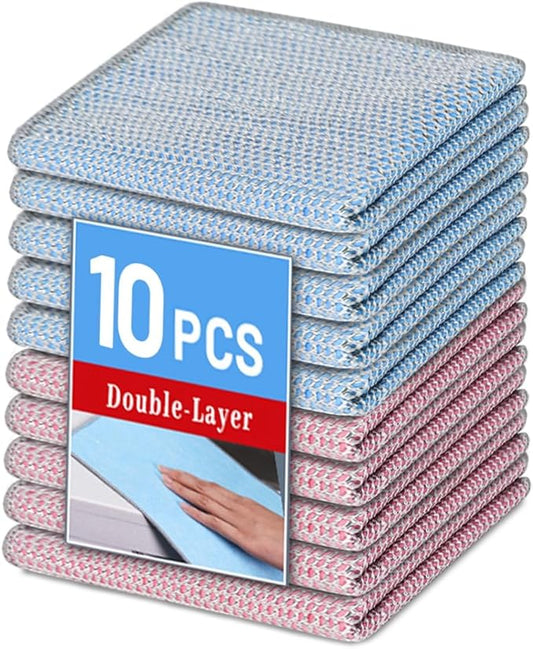 10PCS Non-Scratch Multipurpose Steel Wire Dishcloths - Reusable Quick-Dry Odor-Free Scrub Cloths for Dishes, Kitchen Cleaning Cloths for Cookware, Sinks, Stove Tops(9.84X9.84)