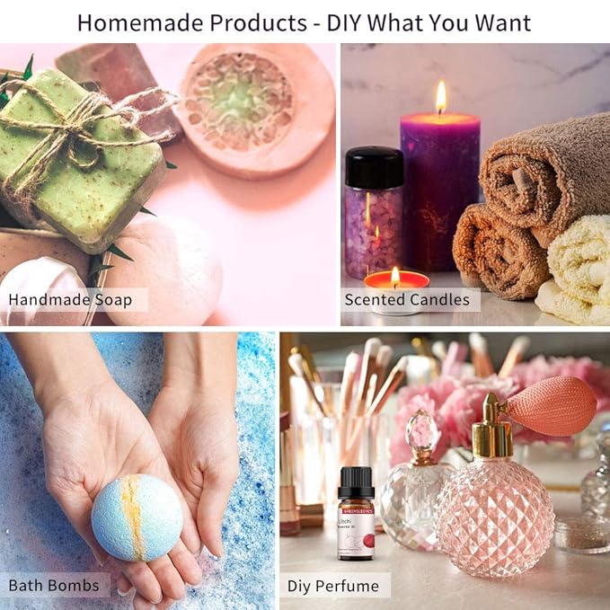 GREENSLEEVES Litchi Essential Oil, 10ml Pure Plant-Based Fragrance Oil for Aromatherapy, Essential Oils for Diffuser, Air Freshener, Massage, Bath Bomb, Scented Candle Soap Making