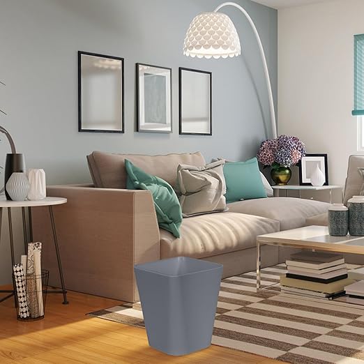 ZXJ Small Trash Can - Waste Basketbin - 1.8 Gallon -Grey - Bathrooms, Laundry Room, Kitchens, Offices