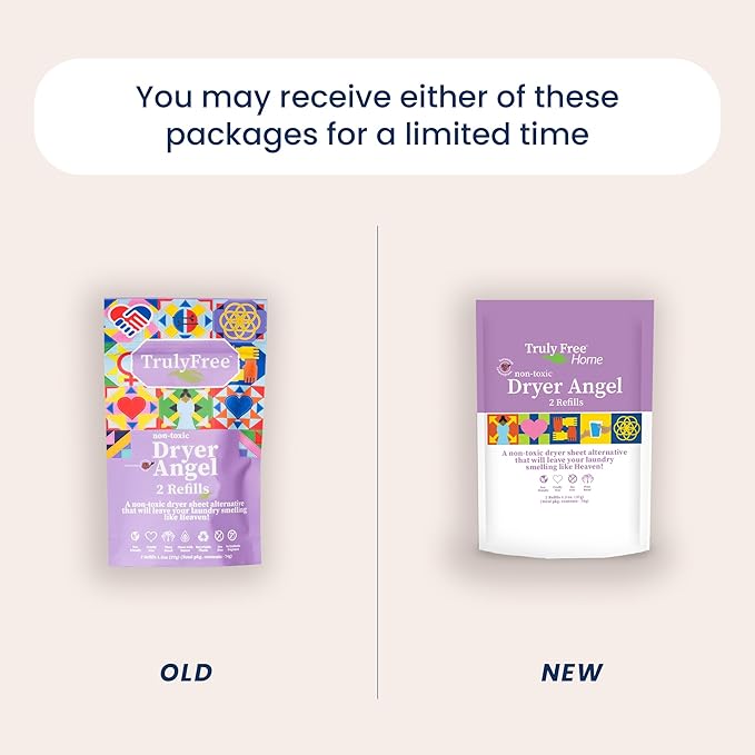 Truly Free Dryer Angel - Natural Dryer Sheet Alternative, Non-Toxic Reusable Fabric Softener Sheets and Scent Booster, Safe for Babies and Sensitive Skin, Laundry Room Essentials - 2 Packs + 2 Refills