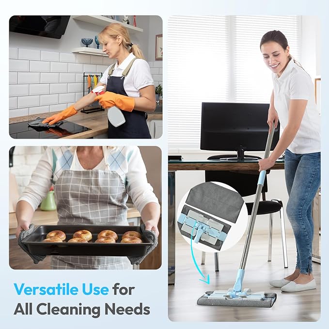 Microfiber Cleaning Cloths 12”x12” 24Pack Grey Lint Free Kitchen Cloths - Extra Thick, Streak-Free, Lint-Free, Fast Absorbent - Reusable Multi-Purpose Housekeeping Rags for Cars, Dishes, Floors, Tiles