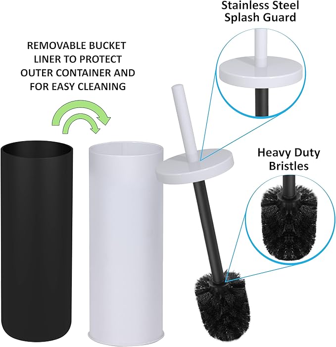 Deep & Sturdy Toilet Bowl Brush with Holder - Durable Scrubbing - Toilet Cleaners - Household Essentials - Bathroom Cleaner - Cleaning Supplies - Household Supplies, Matte White