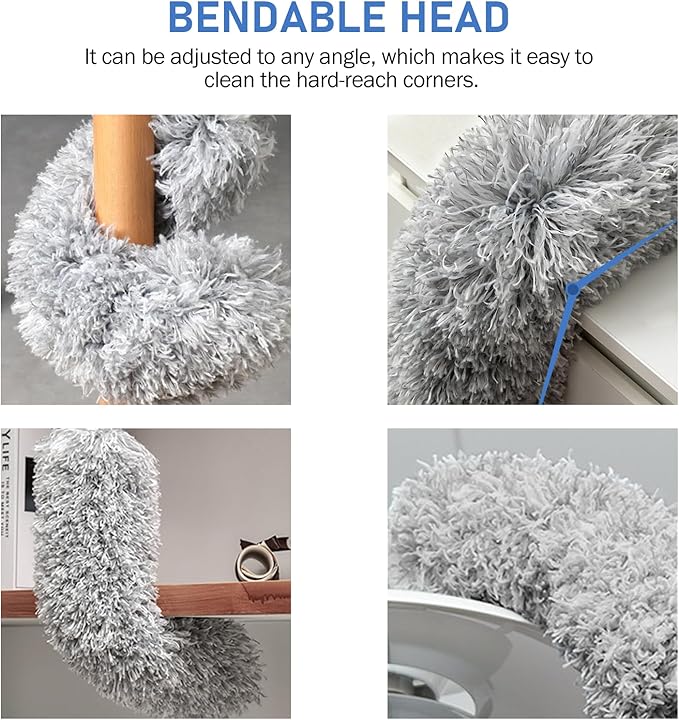 SetSail Dusters for Cleaning, 100-inch Extra-Long Floor Duster with Extension Pole Bendable Microfiber Head Washable Ceiling Fan Cleaner Duster for High Ceilings, Furniture