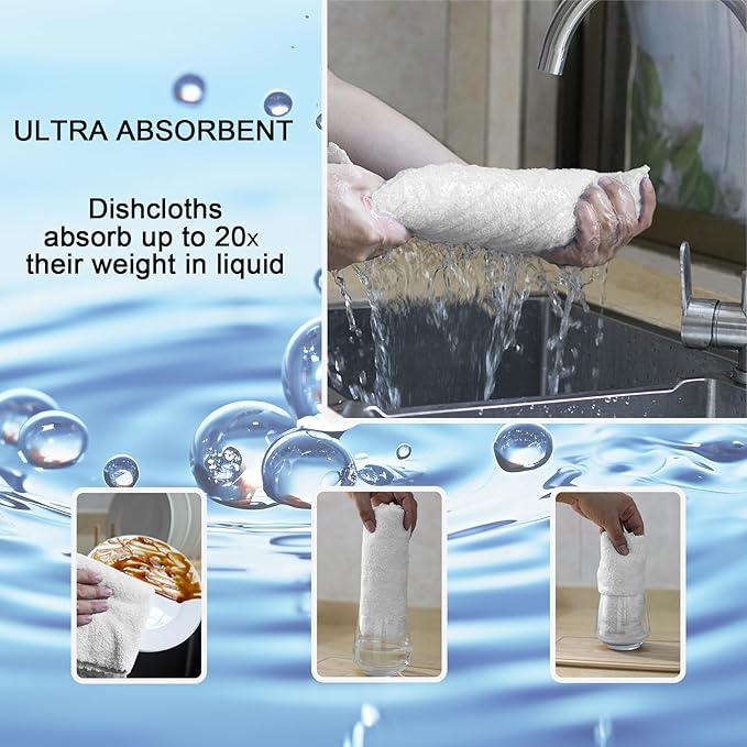 kimteny Kitchen Cloth Dish Towels, 13x28 Inches Premium Dishcloths, Super Absorbent Coral Velvet Microfiber Cleaning Cloths, Fast Drying Rags for Washing Dishes (13x28-12 Pack, White)