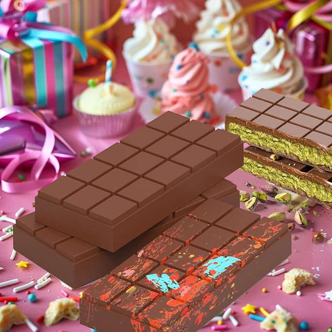 Juome Large Chocolate Bar Mold Deep - 1 Inch Deep Silicone Thick Chocolate Bar Molds for Stuffed Bar, Big Chocolate Bar Mold for Filling Knafeh Pistachio Chocolate Candy Bar with 100Pcs Storage Bags