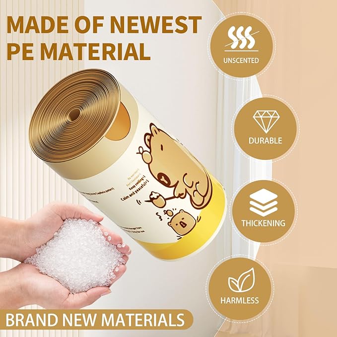 VOK 4 Gallon Trash Bags with Capybara Printed, Drawstring Small Garbage Bags, Tear-Resistant & Odor-Control Bathroom/Kitchen Trash Can Liners, Bathroom Trash Bags with Secure Tie, 100 Counts