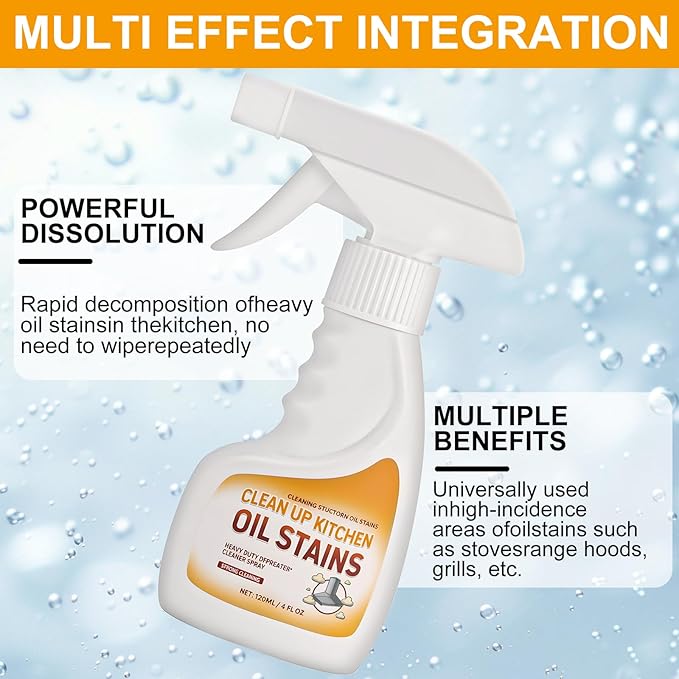 Clean Up Kitchen Oil Stain Remover, Heavy Oil Stains Cleaner, Degreaser Spray, For Cleaning Stovetop, Oven, Range Hood, Countertops, Grill, Backsplash