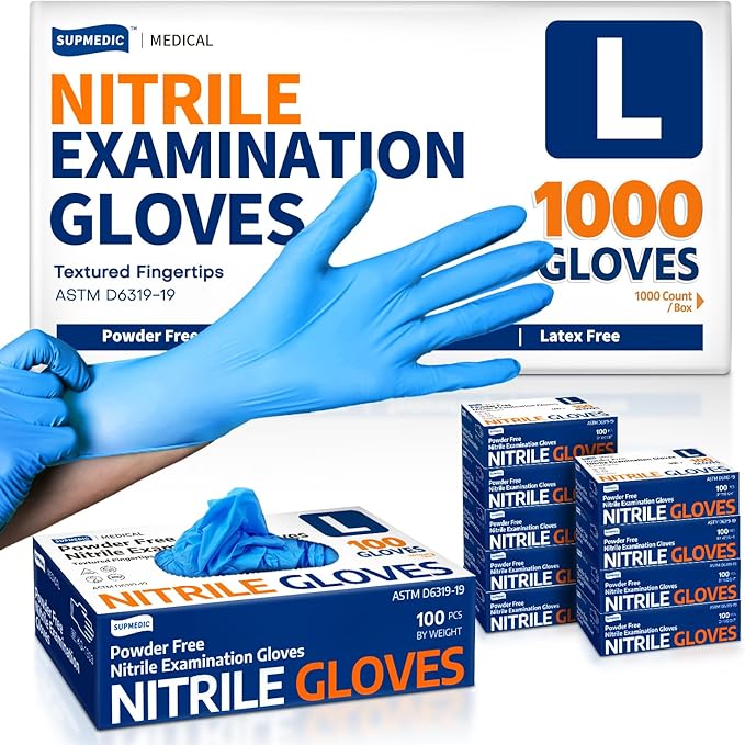 Medical Soft Max™ Nitrile Exam Gloves, 1000 Pcs Latex-Free Powder-Free Food Safe Clean Cooking Disposable Glove Blue