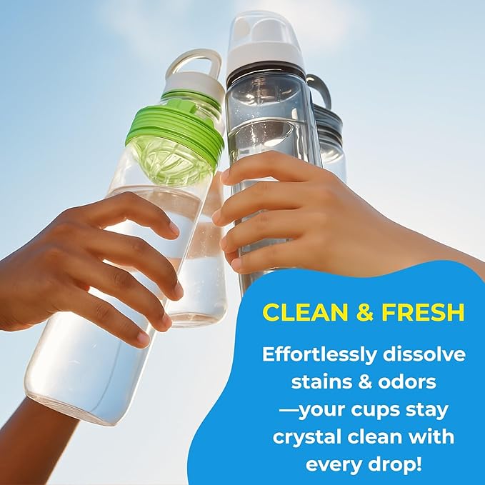 Bottle Cleaning Tablets, 36-Pack, Powerful Cleaner for Stainless Steel, Glass, Thermos, Tumblers, Hydration bladder and Reusable Water Bottles, Removes Stubborn Stains & Odors