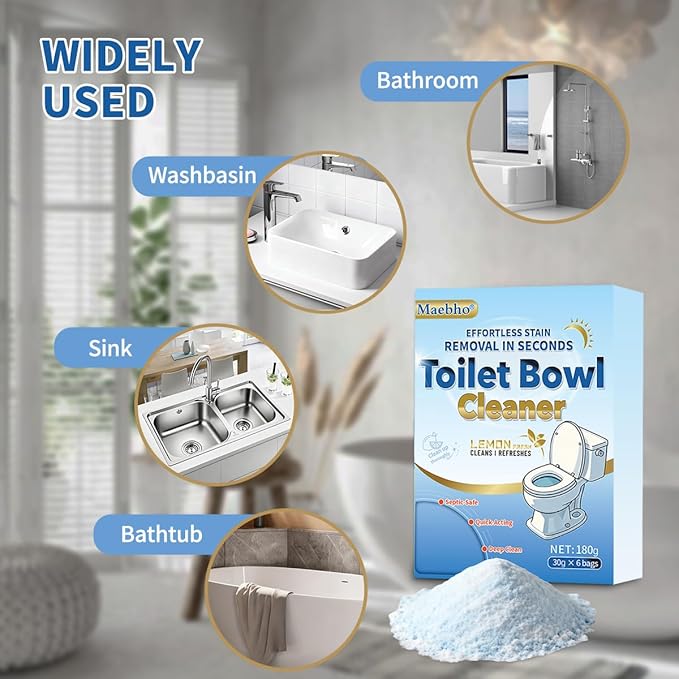 Toilet Cleaner - Toilet Bowl Cleaner Powder, Self Activating Powder for Toilets Bowls Cleaning, Powerful Foaming,Deep Cleaning,Eliminates Odors (6 Bags Each 30g)