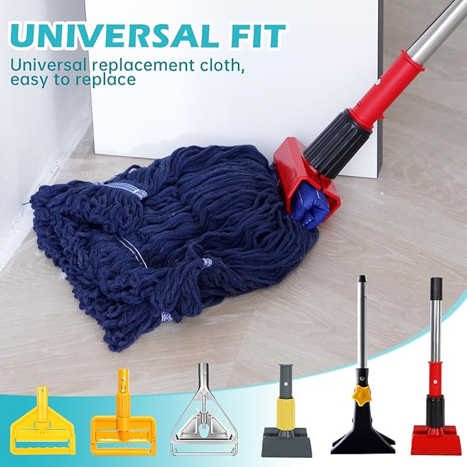 6 Pack Mop Head Replacement Heavy Duty Mop for Floor Cleaning, Wet Industrial Cotton Looped End String Cleaning Mop Head Refill for Home/Industrial/Commercial Cleaning (Blue)